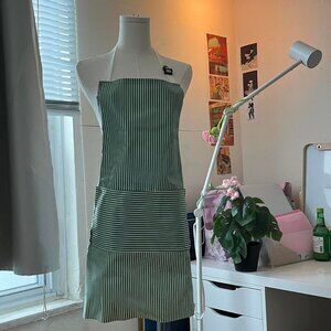 Women's green and white striped apron